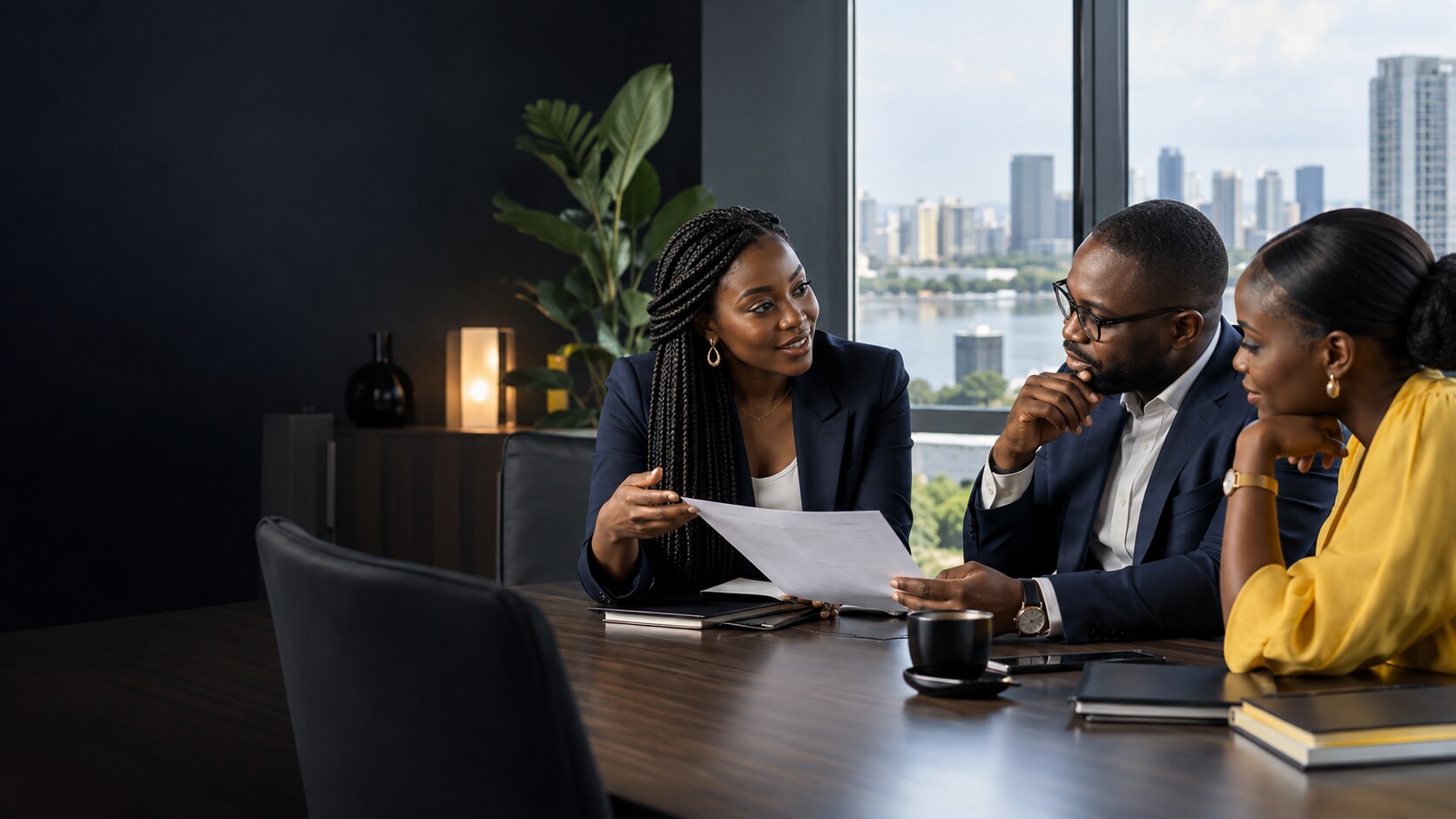 Réunion de travail dans une agence de communication à Abidjan