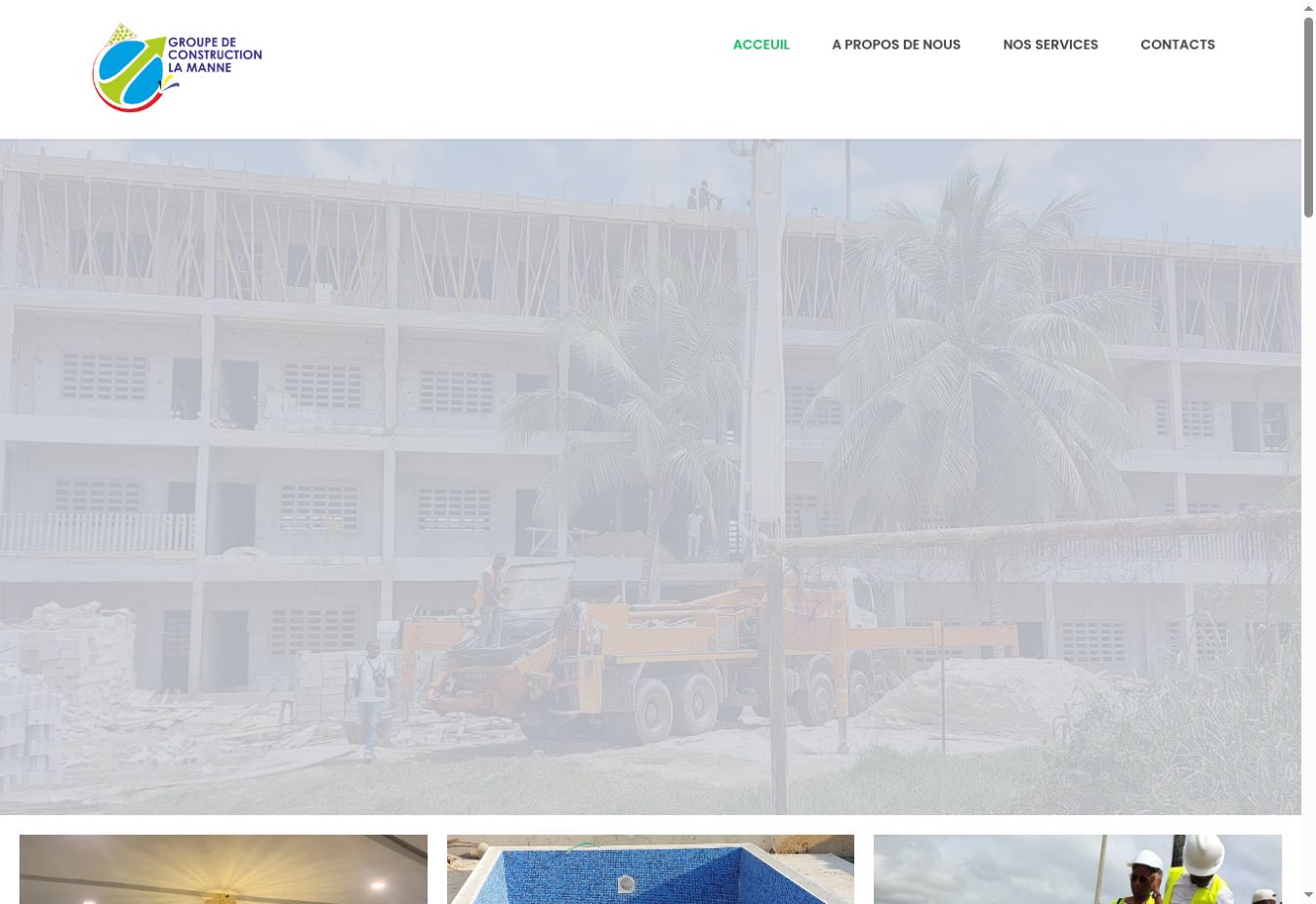 Aperçu de la page d’accueil du Groupe de Construction La Manne
